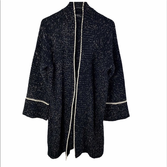 RDI Sweaters - RDI Duster Cardigan Sweater Black and Cream Lg